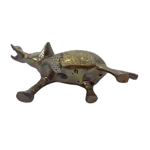 Solid Brass Elephant Sculpture 5" Figurine Trunk Up Good Luck Nice Detail - Picture 10 of 12